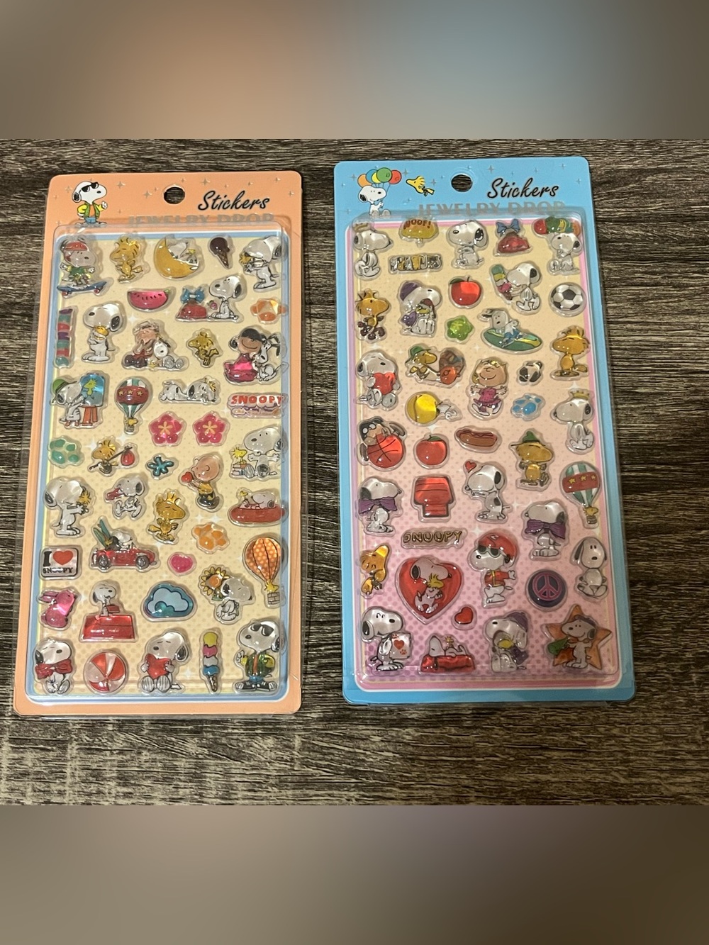 Peanuts Puffy Sticker Duo – Pink & Blue Peanuts Characters